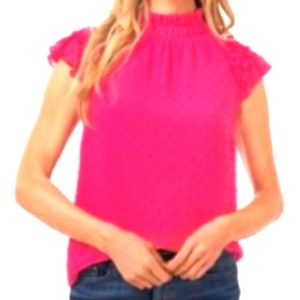 Women's Ruffled Flutter Sleeve Mock Neck Blouse